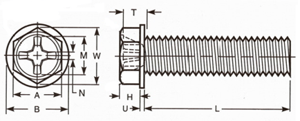 Cross Recess Flange Head Screws drawing