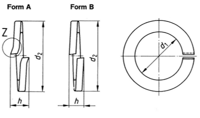 DIN 127 spring washers drawing