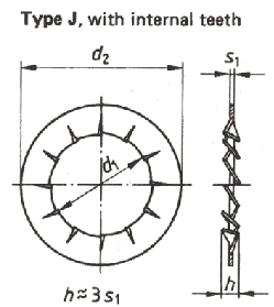 DIN 6798J internal serration lock washer drawing