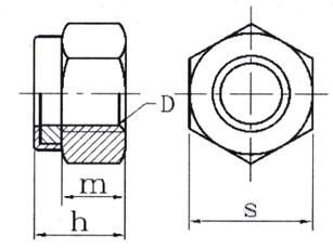 nylon lock nuts technical drawing