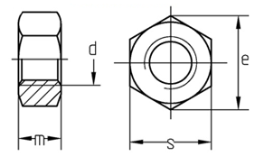 ISO 4032 Hex Nuts Tech Drawing