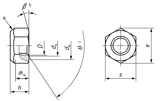 ISO 7042 Prevailing torque type all-metal hexagon high nut Drawing