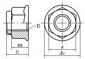 ISO 7043 Prevailing torque flange lock nuts Drawing