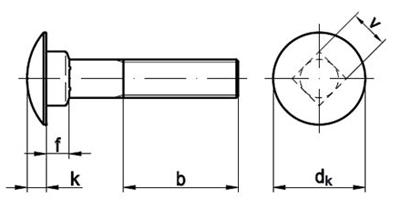 ISO 8677 Mushroom Head Square Neck Bolts Drawing