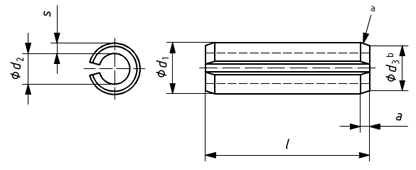 ISO 8752 Heavy Duty Spring Type Straight Pins Drawing